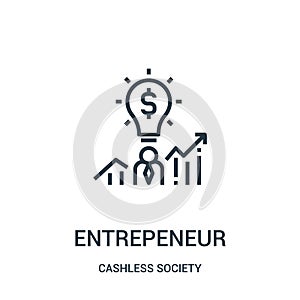 entrepeneur icon vector from cashless society collection. Thin line entrepeneur outline icon vector illustration photo