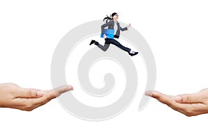 Entrepreneur carrying document and running hurry