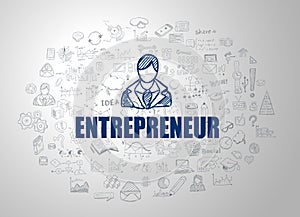 Entrepreneur concept with Business Doodle design style