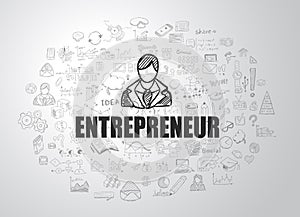 Entrepreneur concept with Business Doodle design style