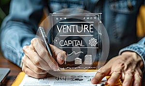 Entrepreneur Exploring Venture Capital Opportunities for Startups with Virtual Investment and Growth Strategy Interface