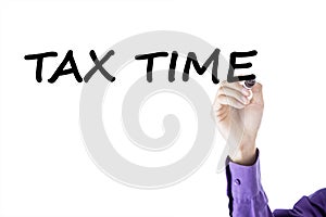 Entrepreneur hand write tax time