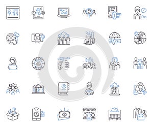 Entrepreneur hubs line icons collection. Innovation, Incubation, Startups, Nerking, Collaboration, Creativity, Growth