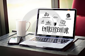 entrepreneur team working in office. using digital tablet and la