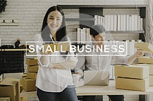 Entrepreneur young asian owner startup small business shop online. ecommerce concept
