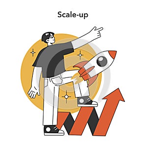 Entrepreneurial ascent concept. Flat vector illustration