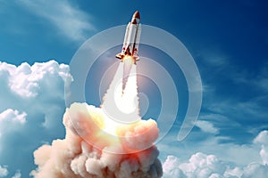 Entrepreneurial journey, Rocket launch represents startup business opportunity