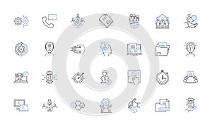 Entrepreneurial liaisons line icons collection. Collaboration, Startup, Partnership, Innovation, Leadership, Nerking photo