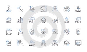 Entrepreneurial line icons collection. Innovation, Risk-taking, Vision, Tenacity, Passion, Creativity, Hustle vector and
