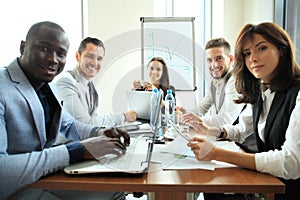 Entrepreneurs and business people conference in modern meeting room.