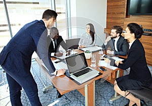 Entrepreneurs and business people conference in modern meeting room.