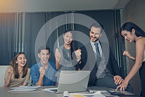 Entrepreneurs and Business People discussing together in conference room during meeting at office, teamwork concept