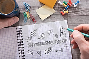 Entrepreneurship concept on a notepad