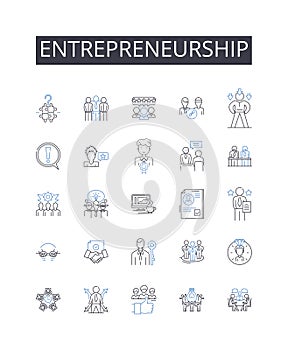 Entrepreneurship line icons collection. Creativity, Innovation, Leadership, Management, Collaboration, Partnership