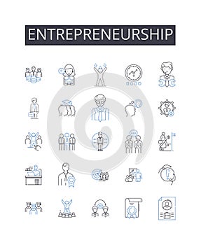 Entrepreneurship line icons collection. Creativity, Innovation, Leadership, Management, Collaboration, Partnership