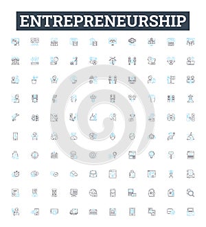 Entrepreneurship vector line icons set. Entrepreneurship, Startups, Business, Innovation, Risk, Investment, Opportunity