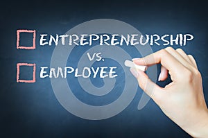 Entrepreneurship versus employee concept photo