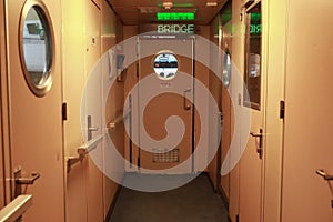 Entry door of Ship control panel in captain`s bridge