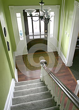 Entry hall stairs and front door