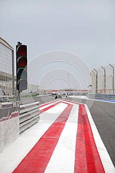 Entry from pit stop lane to main forumla 1 track at BIC