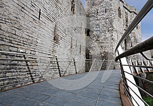 Entry to Caernarfon castle in Wales.