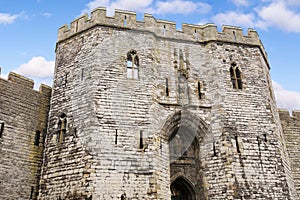Entry to Caernarfon castle, Wales, UK