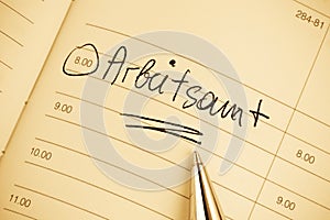 Entry to the calendar: employment office