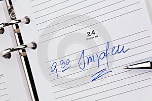 Entry to the calendar vaccination