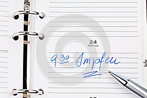 Entry to the calendar: vaccination