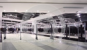 Entry to spacious lighting outerwear shop