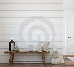 Entryway with autumn decor. 3d render