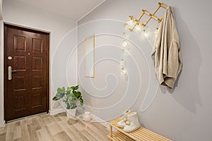Entryway with gray walls photo