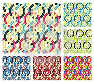 Entwined rings. Seamless patterns.