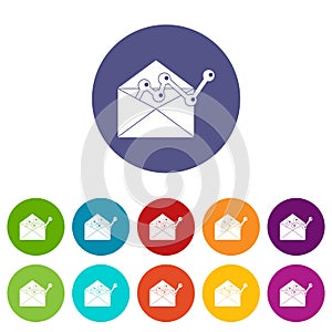 Envellope with graph set icons