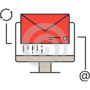 Envelop on computer desktop marketing mail message