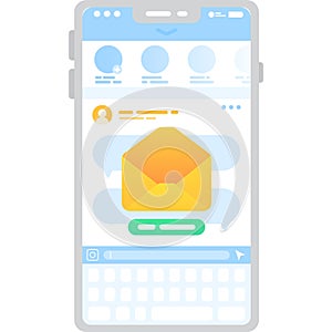 Envelop email on mobile screen vector icon