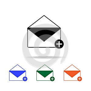 envelope add icon. Elements of simple web icon in multi color. Premium quality graphic design icon. Simple icon for websites, web