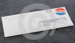 Envelope addressed to state election committe for voting by mail photo