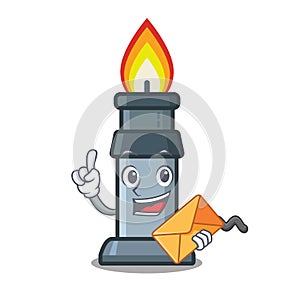 With envelope bunsen burner in the mascot shape