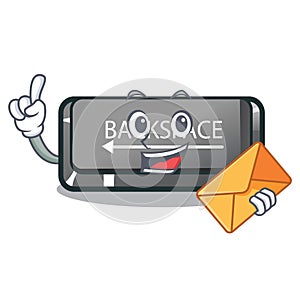 With envelope button backspace in the shape cartoon