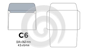 Envelope c6 template for a4, a5 paper with cut lines photo