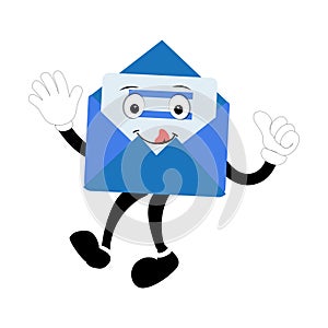 Envelope cartoon mascot character, Cartoon illustration with a gesture