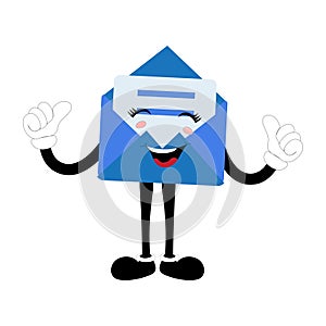 Envelope cartoon mascot character, Cartoon illustration with a gesture