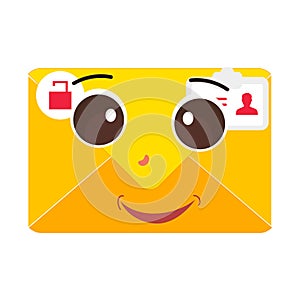 Envelope cartoon mascot character, Cartoon illustration with a gesture