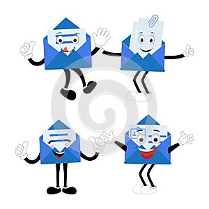 Envelope cartoon mascot character, Cartoon illustration with a gesture