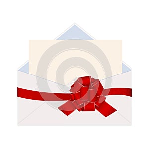 Envelope with Clean Card and Red Bow Ribbon.