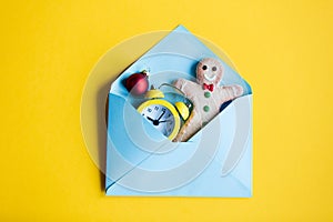 Envelope and clock with cookie