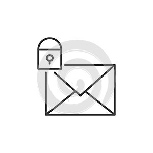 Envelope with Close Padlock vector Email Locked concept linear icon