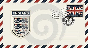 Envelope with Coat of Arms of England and uk flag