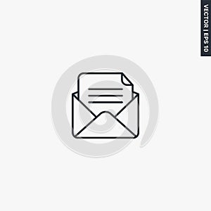 Envelope with confirmed document icon, linear style sign for mobile concept and web design